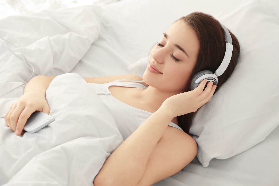 falling asleep to music